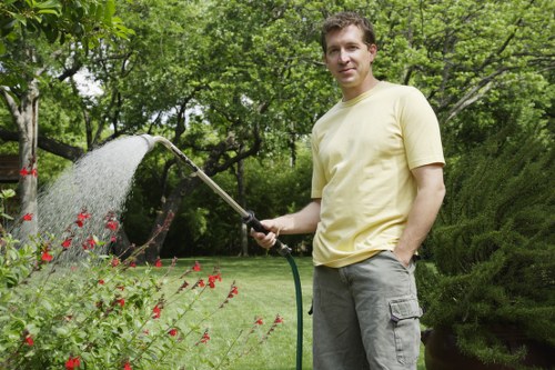 Sustainable garden maintenance with recycling and waste separation practices