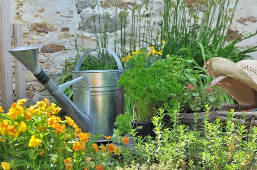 Fresh planting, turf, and borders as part of soft landscaping in Islington